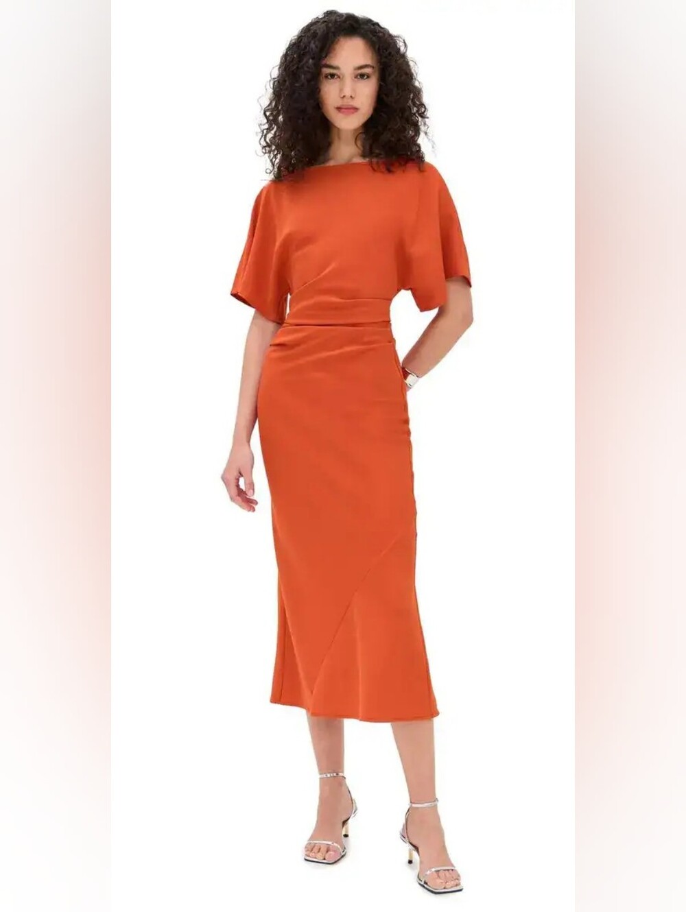 Staud Amelie Dress Midi Cayenne Size Small